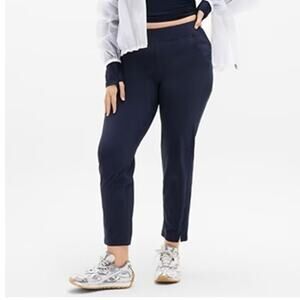 Athleta Brooklyn Ankle Pant 14P Petite Navy Travel Work Pants